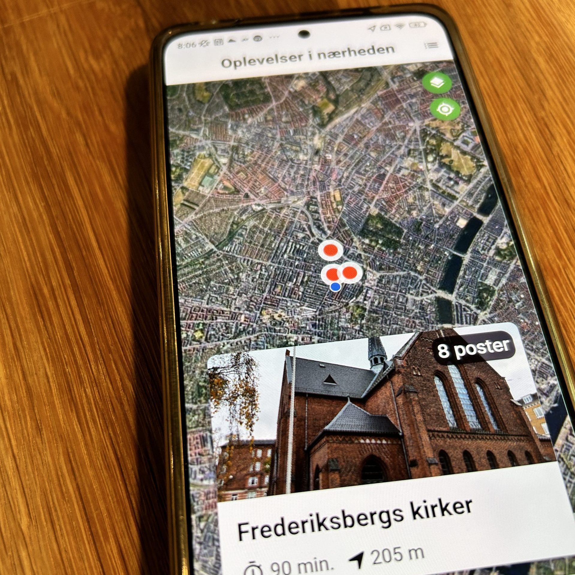 Oversigt over oplevelser på kort